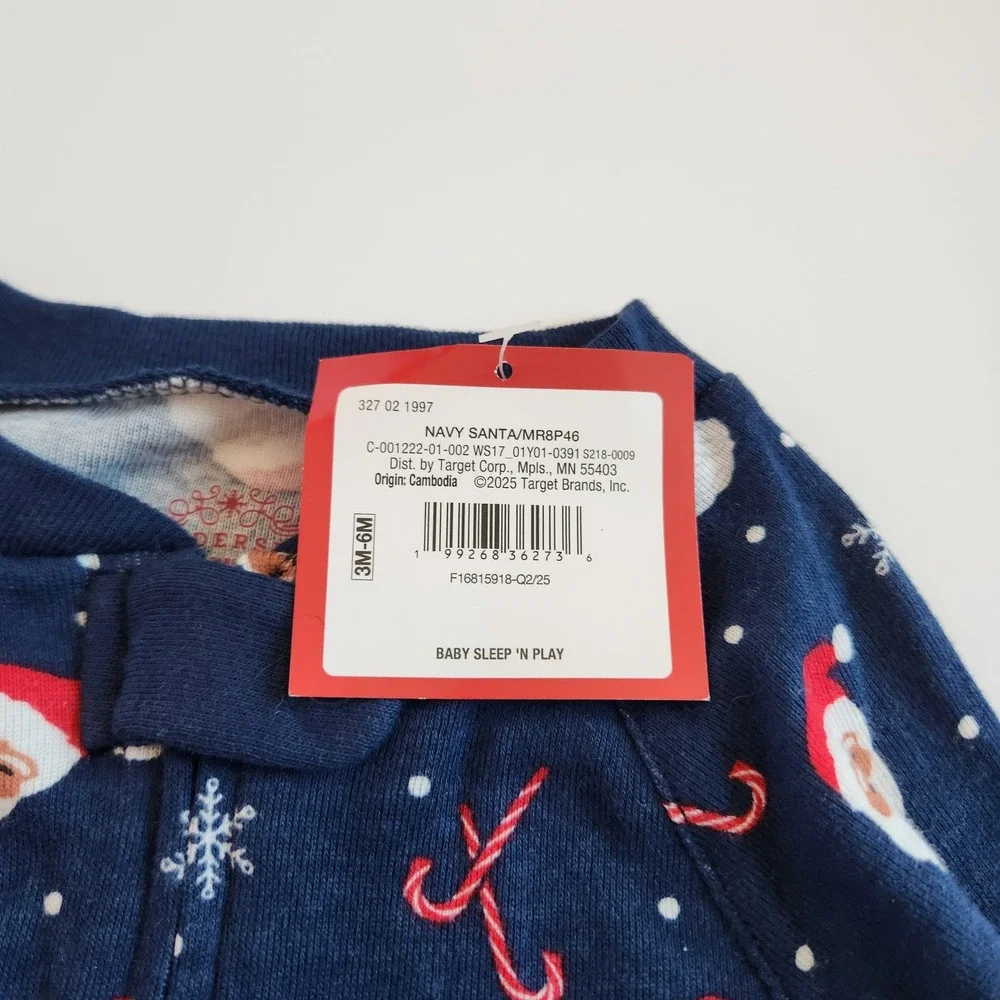 Baby Sleep N Play Pajamas Christmas‎ Santa Candy Cane Snowflake 3M-6M NWT